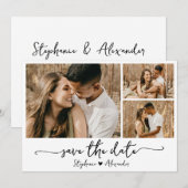Elegante moderne typografie foto collage bruiloft save the date (Voorkant / Achterkant)