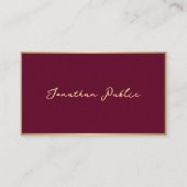 Elegante moderne typografie Script Bordeaux & Gold Visitekaartje (Voorkant)