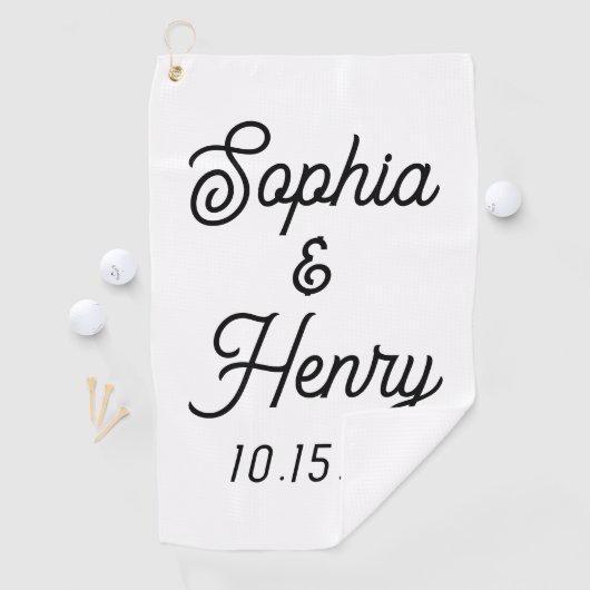 Elegante moderne typografie Script bruiloft gunst Golfhanddoek (Insitu)