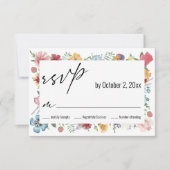Elegante moderne typografie Wildflower Border RSVP Kaartje (Voorkant)