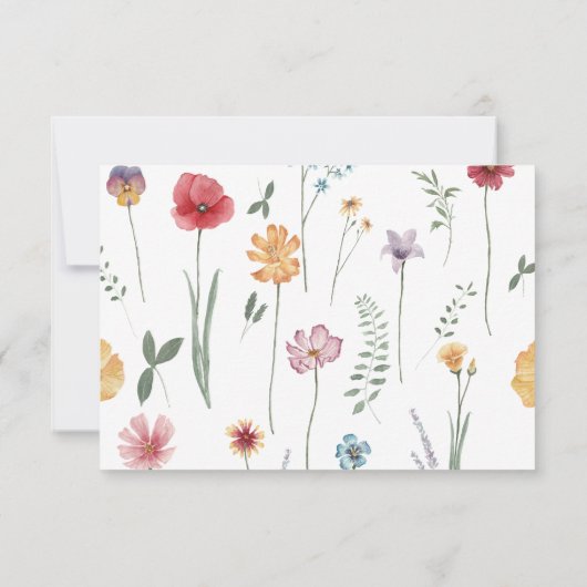 Elegante moderne typografie Wildflower Border RSVP Kaartje (Achterkant)
