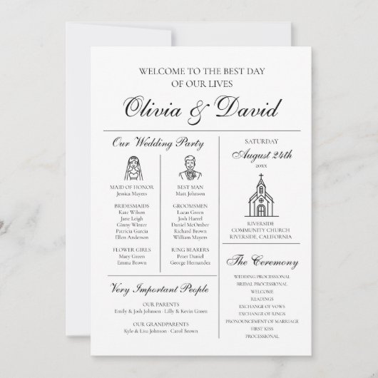 Elegante moderne unieke infographic bruiloft progr kaart (Voorkant)