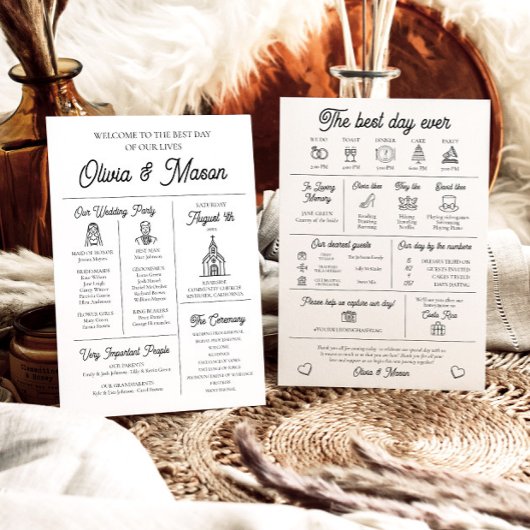 Elegante moderne unieke infographic bruiloft progr kaart