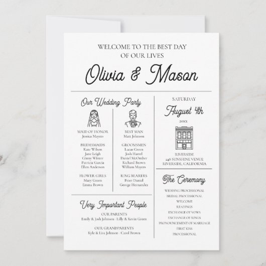 Elegante moderne unieke infographic bruiloft progr kaart (Voorkant)