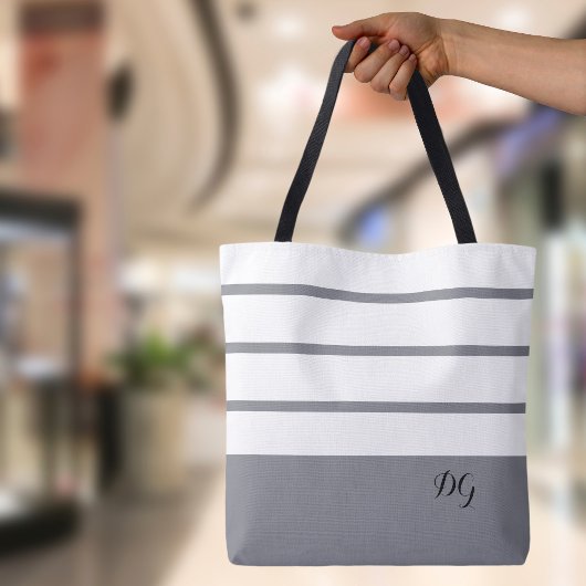 Elegante moderne vette strepen monogram initialen  draagtas
