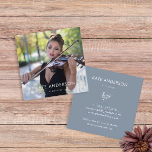 Elegante Moderne Violist Muzikant Foto Vierkante Visitekaartje