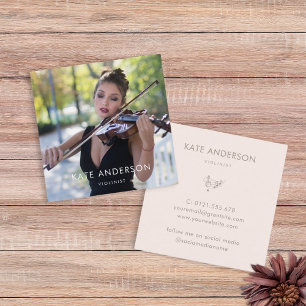Elegante Moderne Violist Muzikant Foto Vierkante Visitekaartje