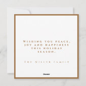 Elegante Moderne Vrede Gouden Ster Feestdagenkaart (Achterkant)