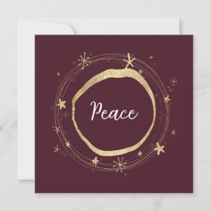 Elegante moderne vredes gouden ster kerstkaart