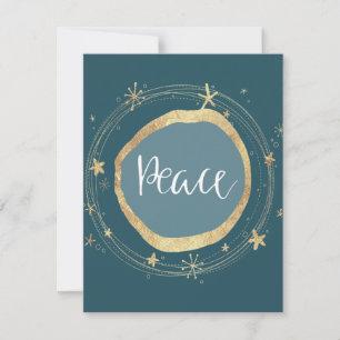 Elegante moderne vredes gouden ster kerstkaart