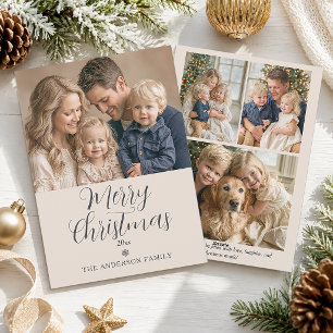 Elegante moderne vrolijke kerst familie foto feestdagenkaart