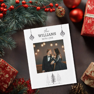 Elegante moderne vrolijke kerstfoto en sneeuwvlokk feestdagenkaart