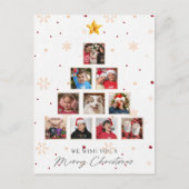 Elegante moderne vrolijke kerstfoto en sneeuwvlokk feestdagenkaart (Voorkant)