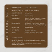 Elegante moderne walnoot bruine bruiloft programma (Achterkant)