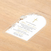 Elegante moderne Waterverf beige engelendoop Acryl Uitnodigingen (Laagn)