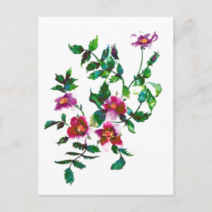 Elegante moderne waterverf donkerroze wilde bloeme briefkaart