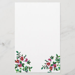 Elegante moderne waterverf donkerroze wilde bloeme briefpapier
