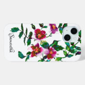 Elegante moderne waterverf donkerroze wilde bloeme Case-Mate iPhone case (Achterkant (horizontaal))