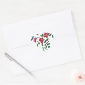 Elegante moderne waterverf donkerroze wilde bloeme hart sticker (Envelop)