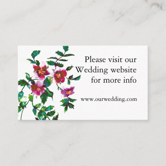 Elegante moderne waterverf donkerroze wilde bloeme informatiekaartje (Voorkant)