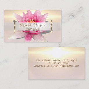 Elegante moderne waterverf lotus gouden lijst visitekaartje
