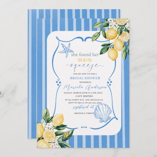 Elegante moderne waterverf main squeeze bruidsscho kaart (Voorkant / Achterkant)