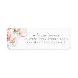 Elegante moderne waterverf roze bloemen etiket