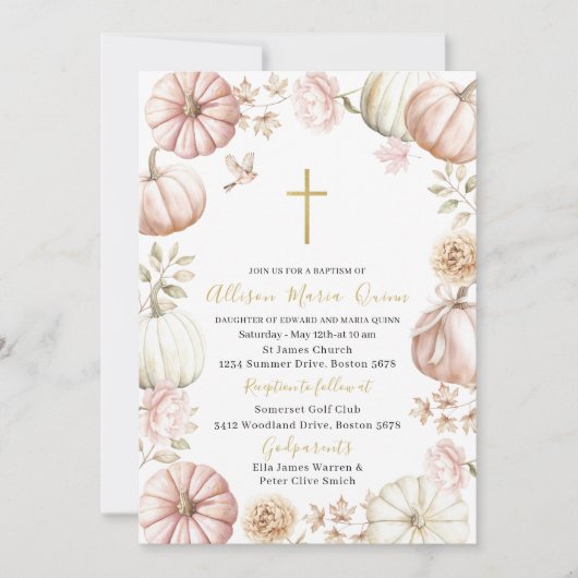 Elegante moderne Waterverf roze bloemenpompoen Bap Kaart (Voorkant)