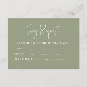 Elegante & moderne wijze groene bruiloft Song verz Informatiekaartje