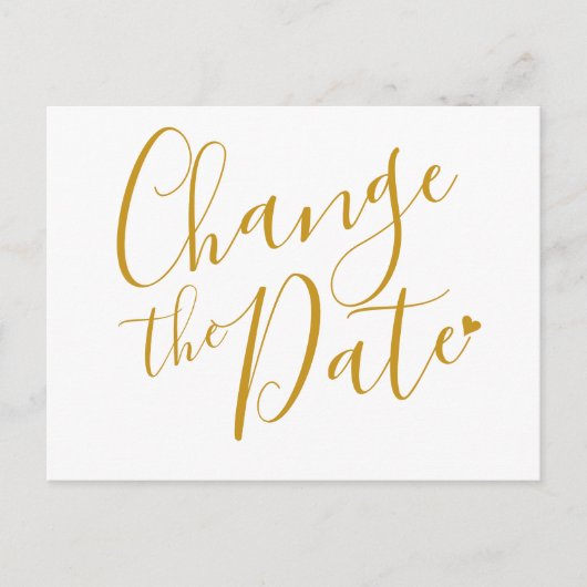 Elegante moderne wijzig de datum goud script briefkaart (Voorkant)