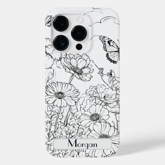 Elegante moderne Wildbloemen wit en zwart Case-Mate iPhone Case (Achterkant)
