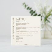 Elegante moderne wilde bloem off-white bruiloft menu (Staand voorkant)