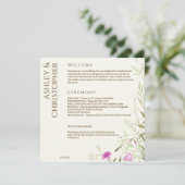 Elegante moderne wilde bloem off-white bruiloft programma (Staand voorkant)