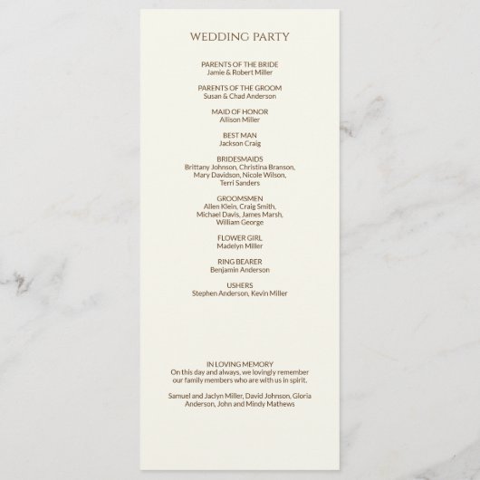 Elegante moderne wilde bloem off-white bruiloft programma (Achterkant)