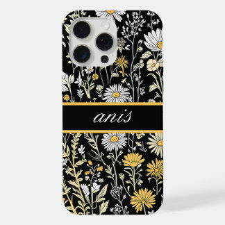 Elegante moderne wilde bloemen monogram iPhone 15 pro max hoesje