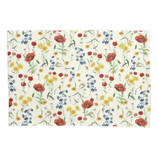 Elegante moderne wilde bloemen wit kussensloop (Voorkant-Links)