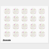 Elegante moderne Wildflower bruiloft Ronde Sticker (Vel)