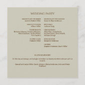 Elegante moderne Wildflower Taupe bruiloft Programma (Achterkant)