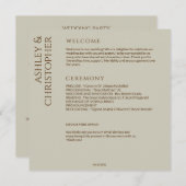 Elegante moderne Wildflower Taupe bruiloft Programma (Voorkant / Achterkant)