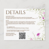 Elegante Moderne Wildflower Wit & Bronzen Bruiloft Informatiekaartje (Voorkant)