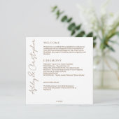 Elegante Moderne Wildflower Wit & Bronzen Bruiloft Programma (Staand voorkant)