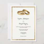 Elegante moderne witgouden ringen Bruiloft Kaart (Voorkant)