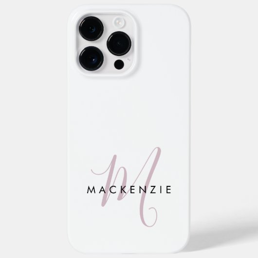 Elegante Moderne Witte Blush Roze Script Monogram Case-Mate iPhone Case (Achterkant)