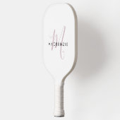 Elegante Moderne Witte Blush Roze Script Monogram Pickleball Paddle (Links)