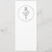Elegante moderne witte houtskool monogram bruiloft menu (Voorkant)