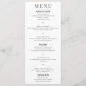 Elegante moderne witte houtskool monogram bruiloft menu (Achterkant)