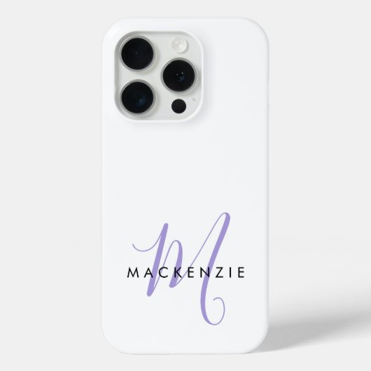 Elegante Moderne Witte Lavendel Script Monogram Case-Mate iPhone Case (Achterkant)