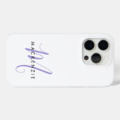 Elegante Moderne Witte Lavendel Script Monogram Case-Mate iPhone Case (Achterkant (horizontaal))
