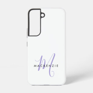 Elegante Moderne Witte Lavendel Script Monogram Samsung Galaxy Hoesje