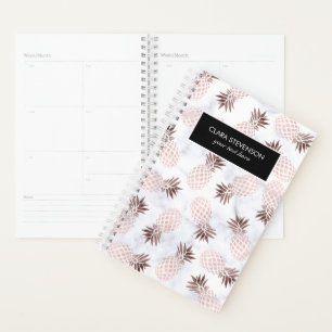 elegante moderne witte marmer roos gouden anananas planner